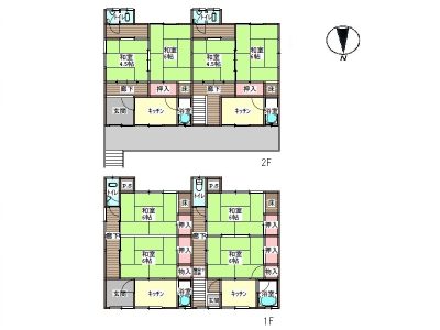 西側メゾネットタイプ4SK/東側1・2Ｆ　2Ｋ2室の3室(間取)