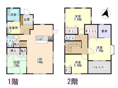 書斎にはロフトあり。収納充実の４ＳＬＤＫの間取り(間取)