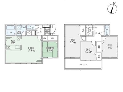 全居室南向きの4LDKの間取り(間取)