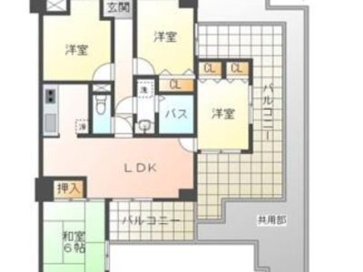 三面バルコニーのある4LDK の間取り(間取)