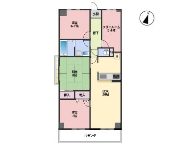 ３ＬＤＫ＋フリールームの余裕のある間取り(間取)